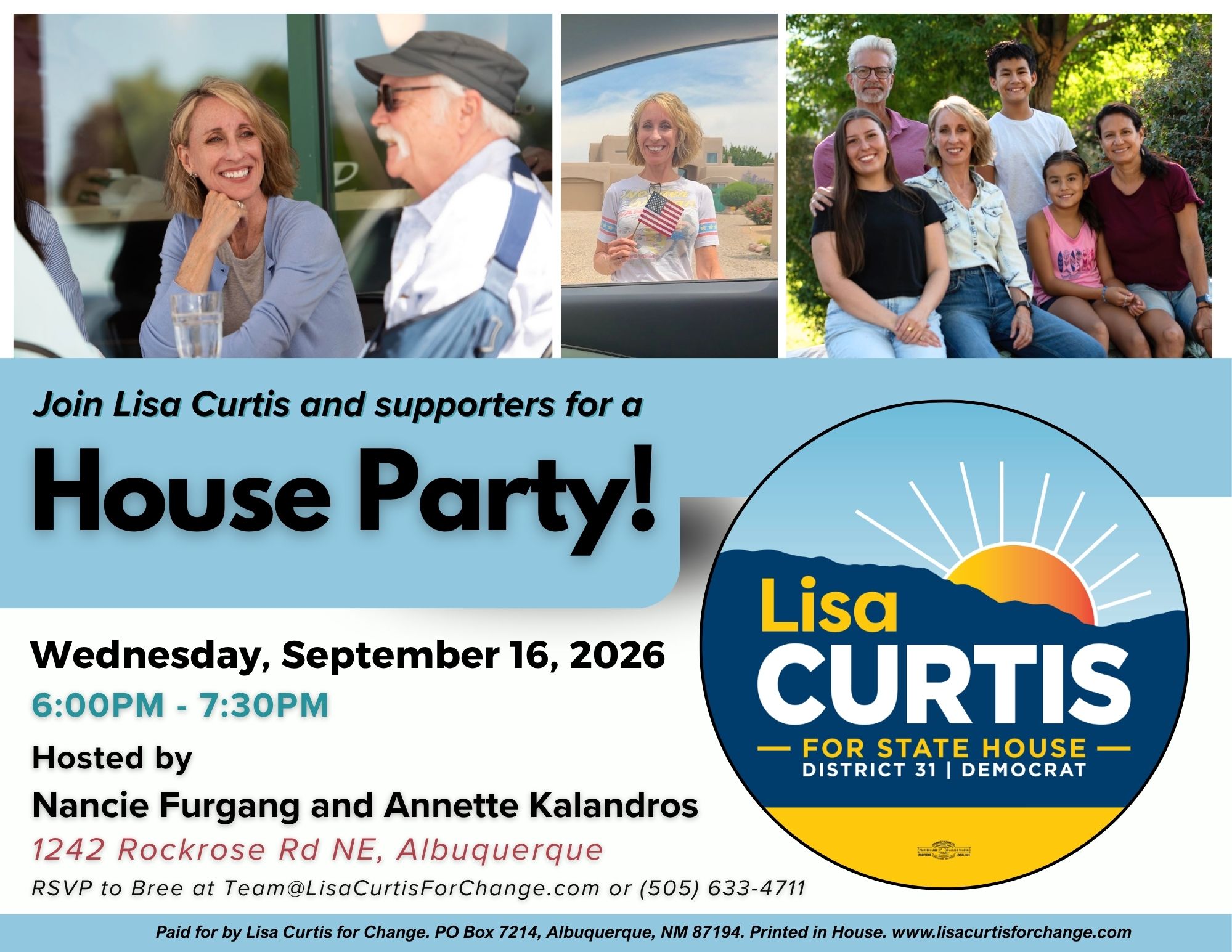 Lisa Curtis House Party - Wed 9/16