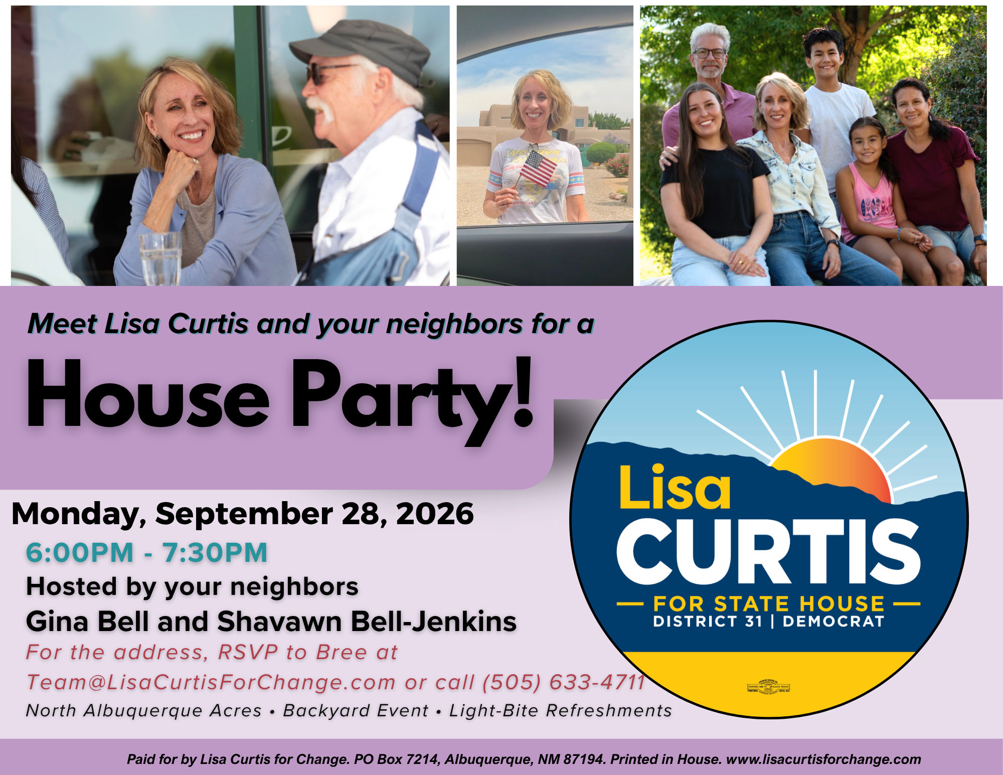 Lisa Curtis House Party - Tue 9/28