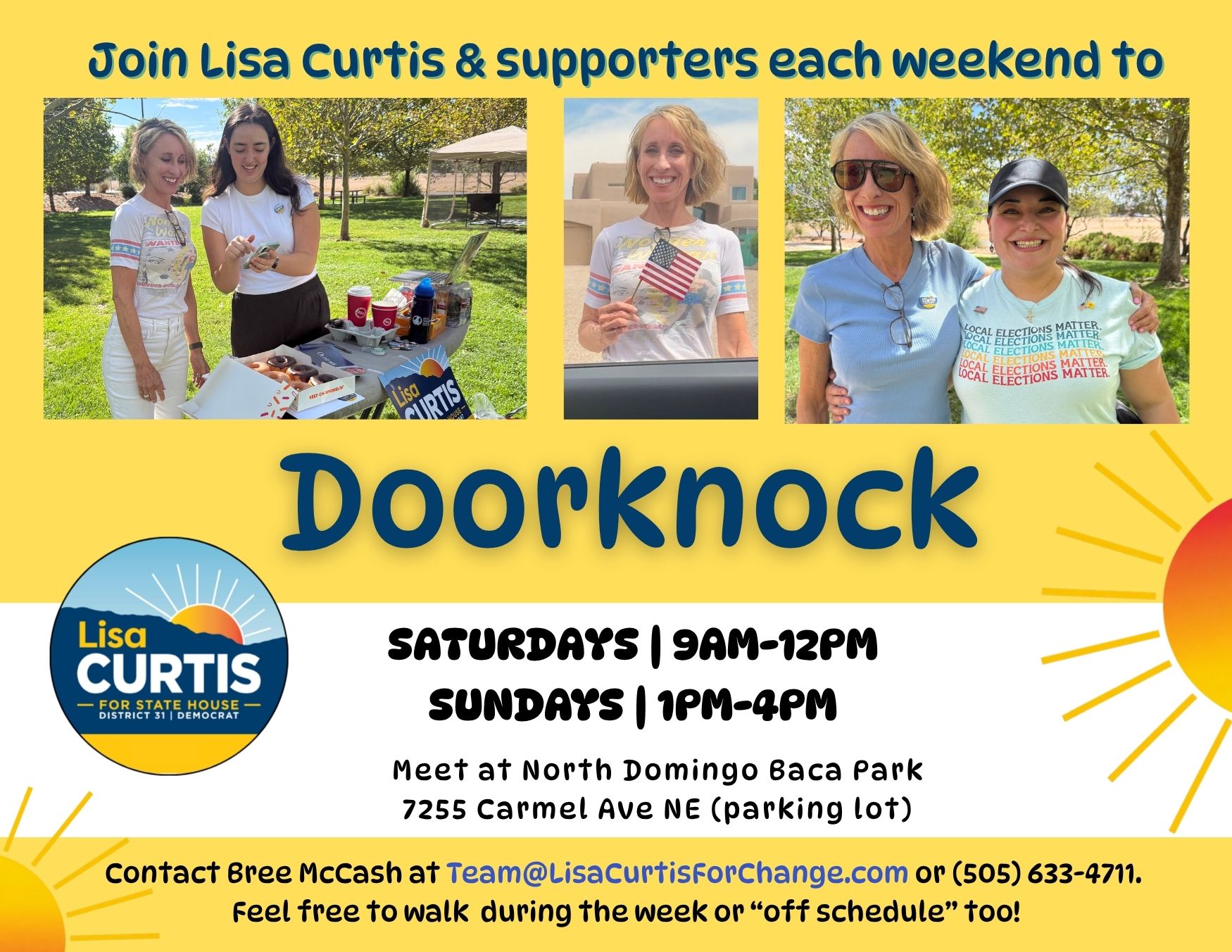 Join us this weekend to doorknock with Lisa Curtis!