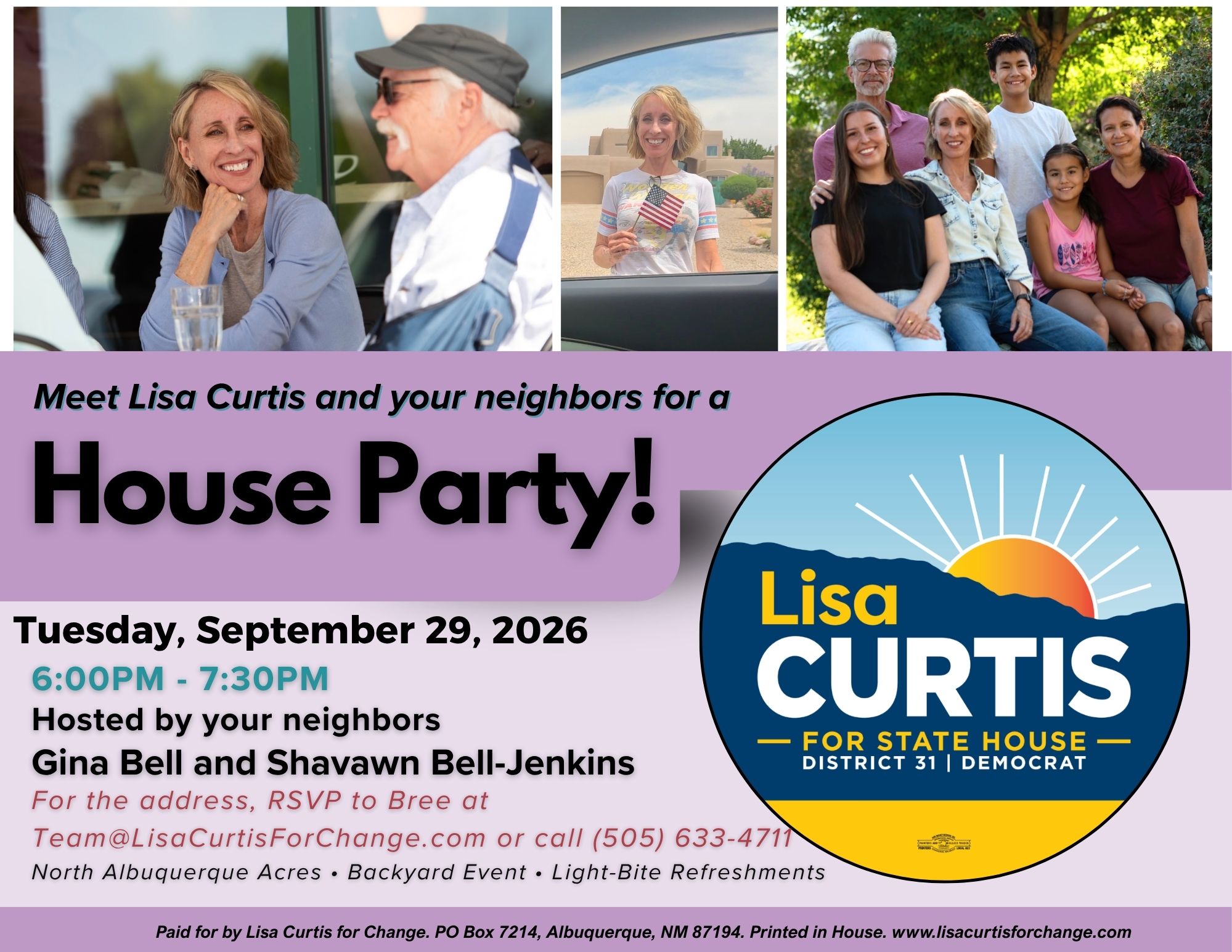 Lisa Curtis House Party - Tue 9/29