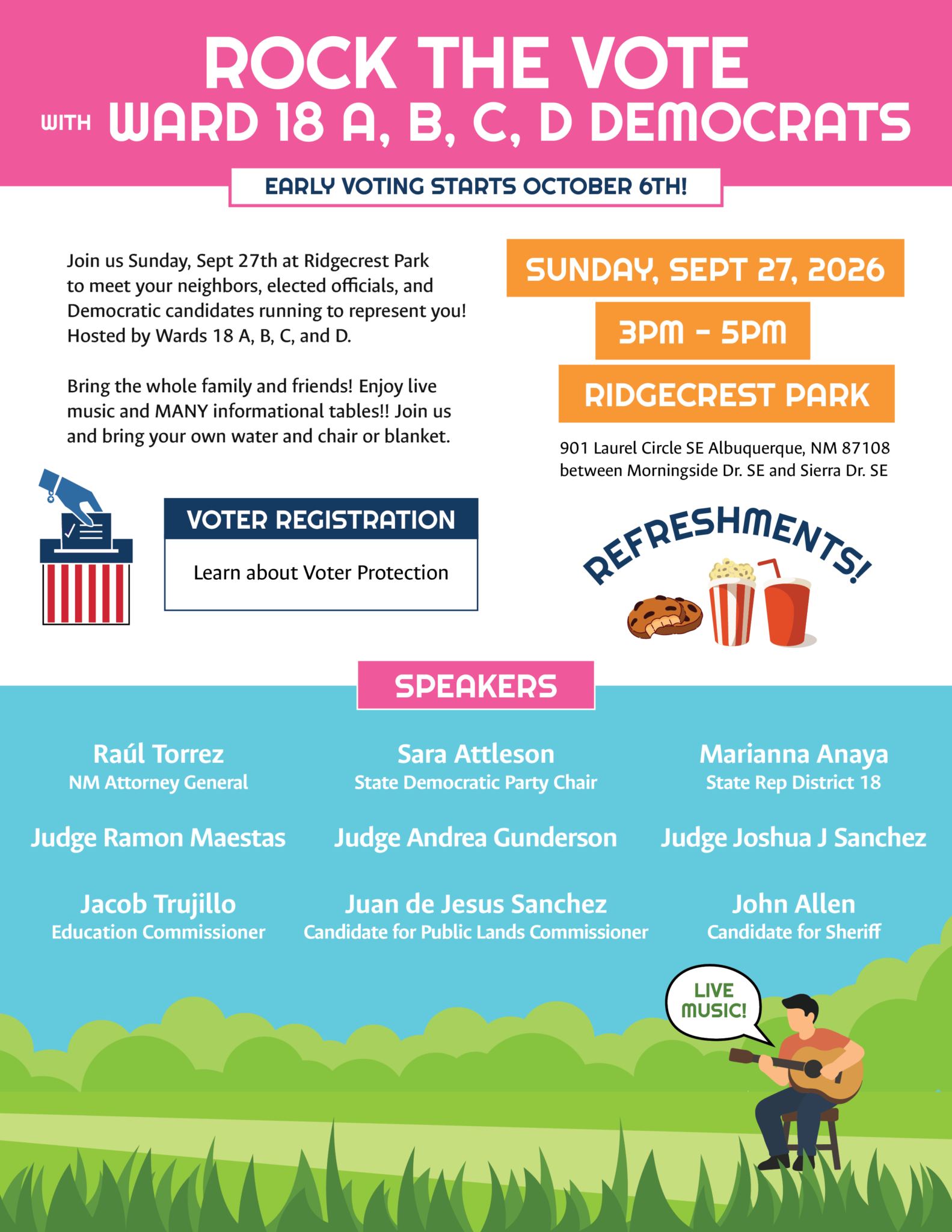 Rock the Vote in Ward’s18, A, B, C, & D at Ridgecrest Park!